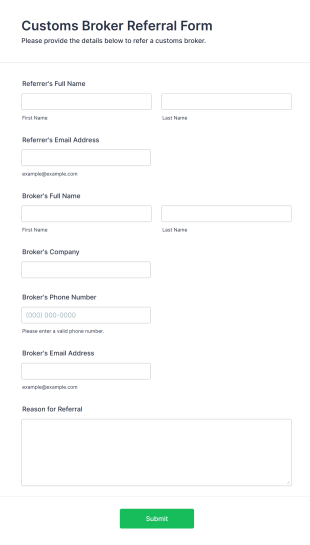 Customs Broker Referral Form Template
