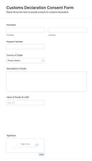 Customs Declaration Consent Form Template