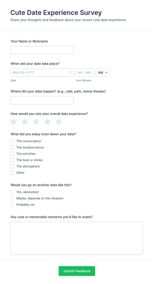 Cute Date Experience Survey Form Template