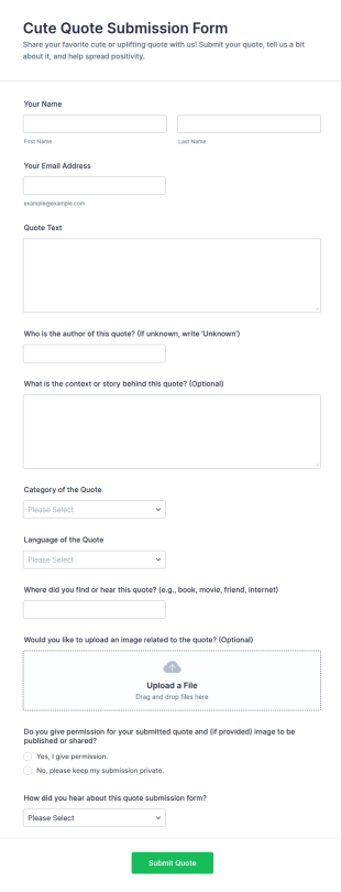 Cute Quote Submission Form Template