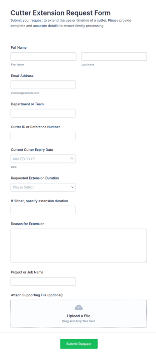 Cutter Extension Request Form Template