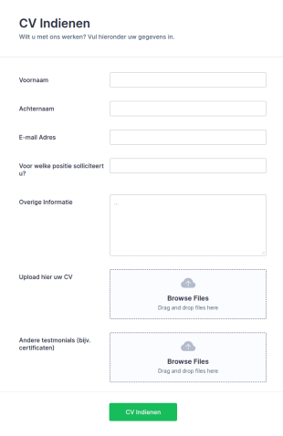 CV Aanvraagformulier