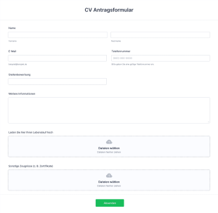 CV Antragsformular Form Template