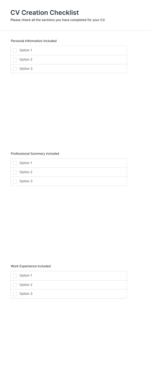 CV Creation Checklist Form Template
