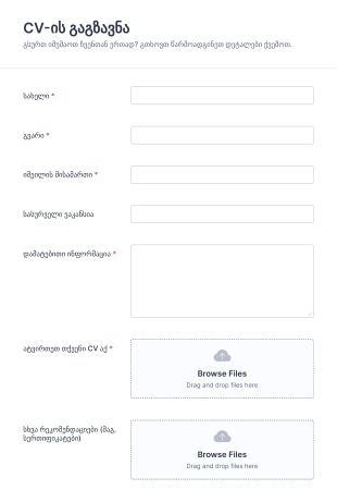 CV ის გაგზავნის ფორმა Form Template