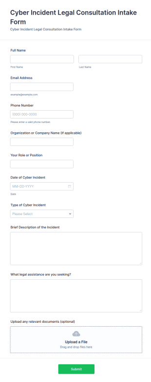 Cyber Incident Legal Consultation Intake Form Template