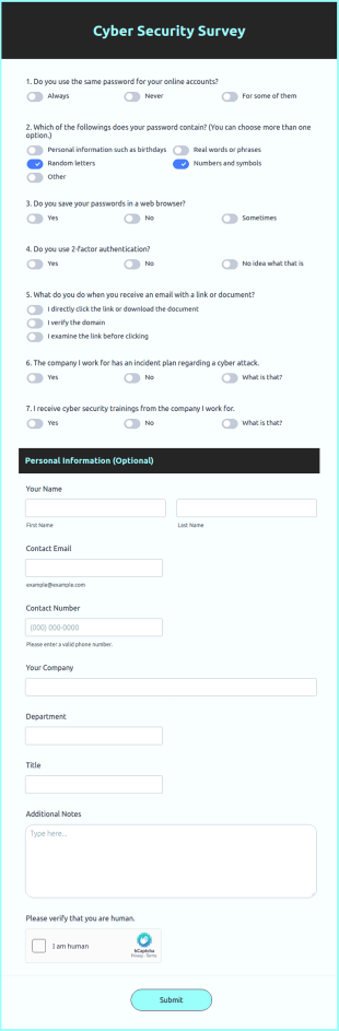 Cyber Security Survey Form Template