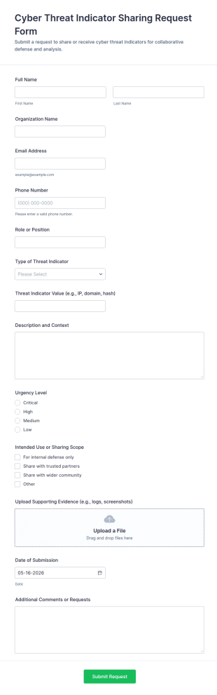 Cyber Threat Indicator Sharing Request Form Template