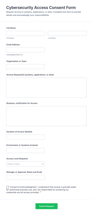 Cybersecurity Access Consent Form Template