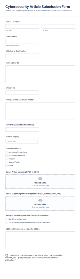 Cybersecurity Article Submission Form Template