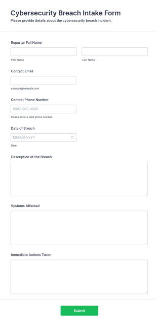 Cybersecurity Breach Intake Form Template