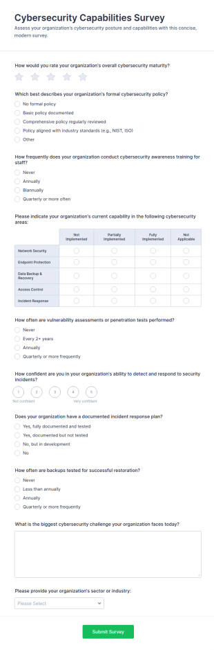 Cybersecurity Capabilities Survey Form Template