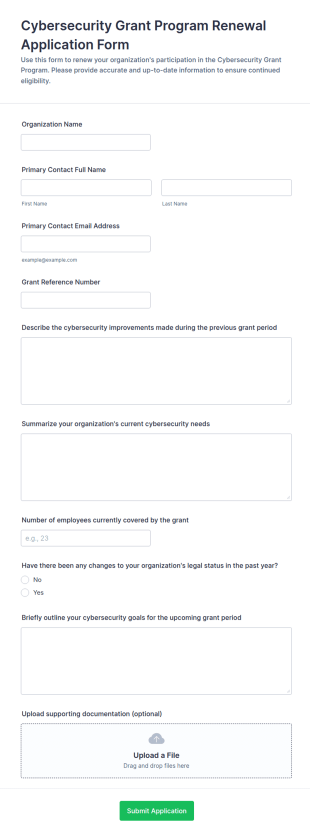 Cybersecurity Grant Program Renewal Application Form Template
