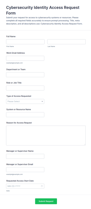 Cybersecurity Identity Access Request Form Template