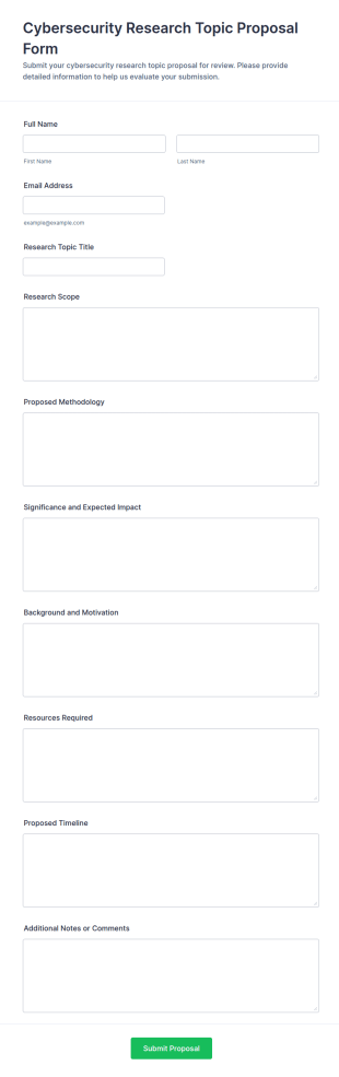 Cybersecurity Research Topic Proposal Form Template