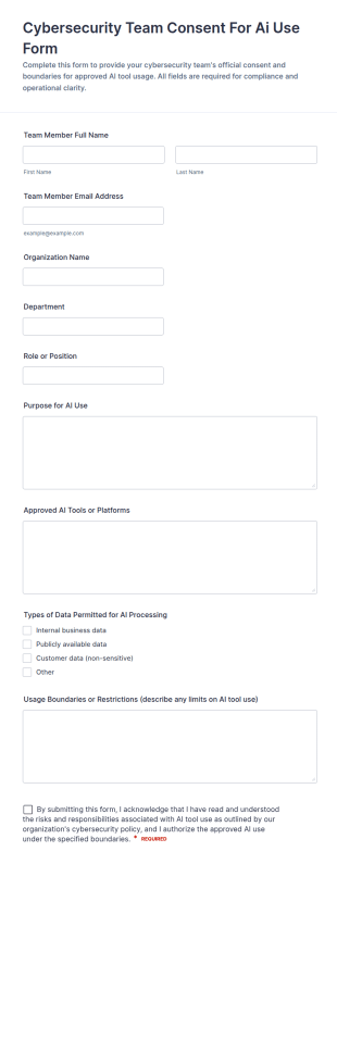Cybersecurity Team Consent For Ai Use Form Template