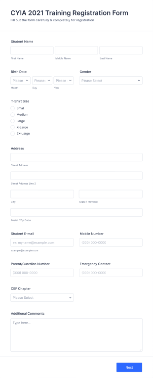 CYIA 2021 Training Registration Form Template