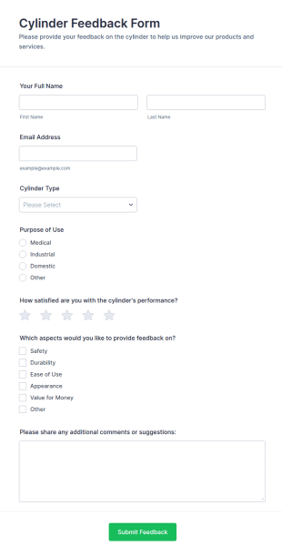Cylinder Feedback Form Template