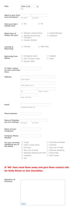 Cypress Of Charlotte Guest Registration Form 3.23.20 Form Template