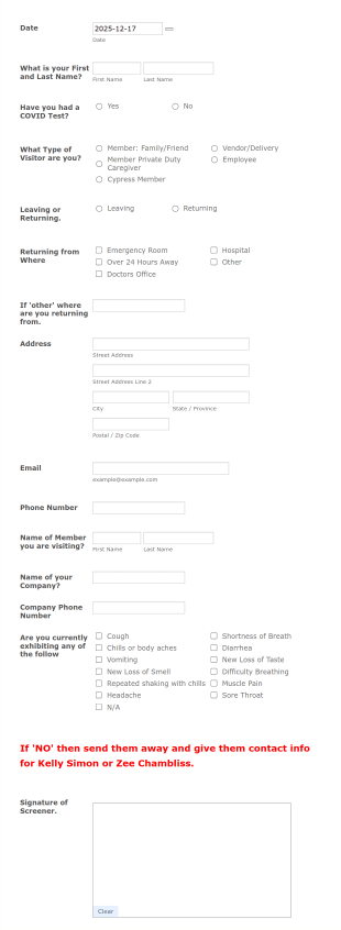Cypress Of Charlotte Guest Registration Form 3.23.20 Form Template