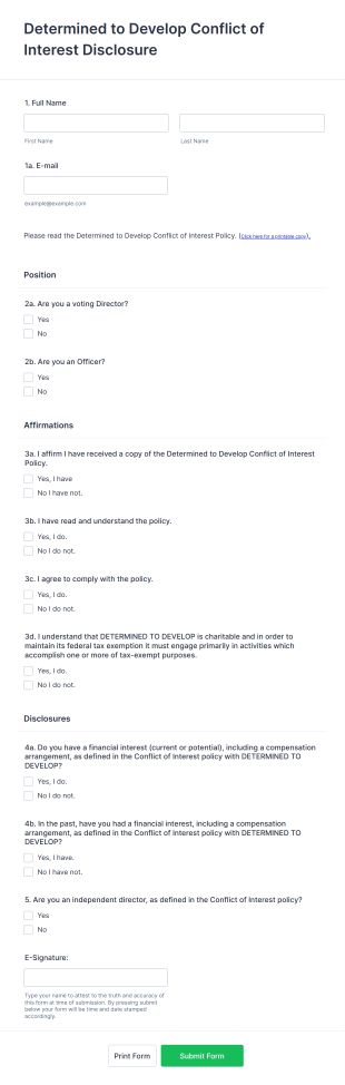 Determined To Develop A Conflict Of Interest Disclosure Form Template