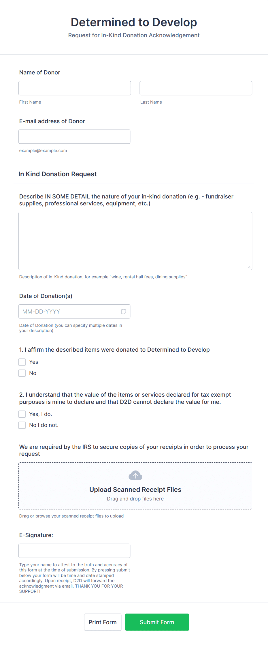 D2D InKind request form w dropbox Form Template | Jotform