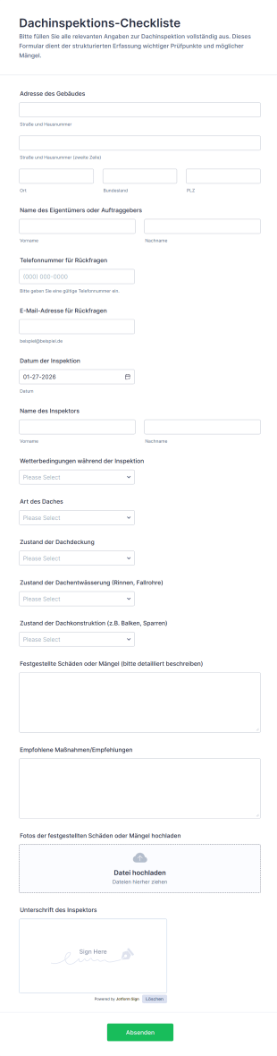 Dachinspektions Checkliste