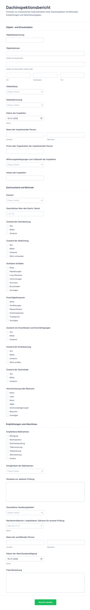 Dachinspektionsbericht
