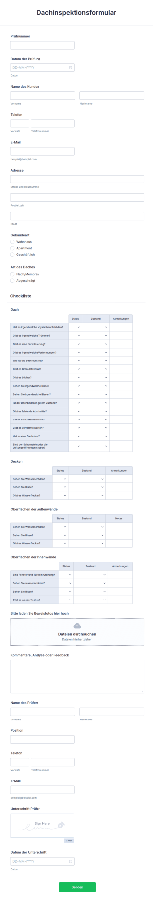 Dachinspektionsformular