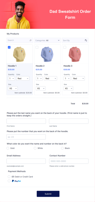 Dad Sweatshirt Order Form Template