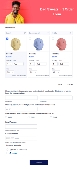 Dad Sweatshirt Order Form Template
