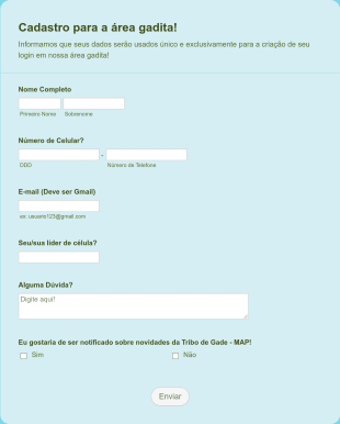 Dados Para Cadastro Da área Gadita!