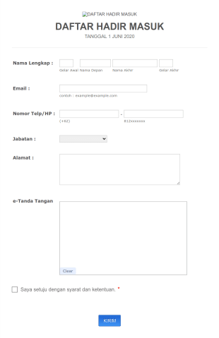 Daftar Hadir Masuk Form Template