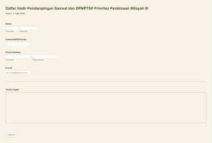 Daftar Hadir Pendampingan Samsat Dan DPMPTSP Prioritas Pembinaan Wilayah III Form Template