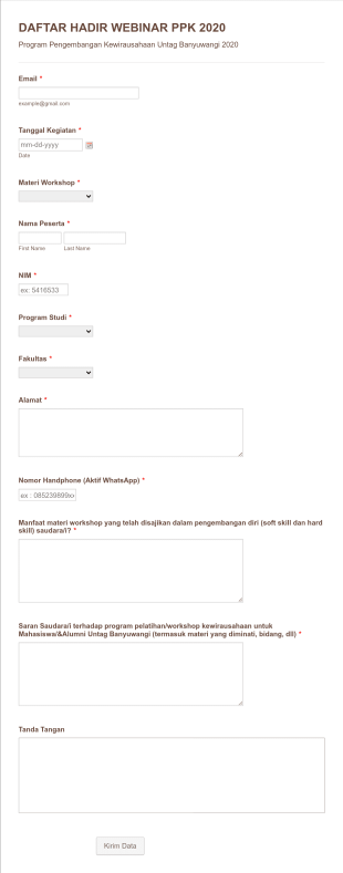 DAFTAR HADIR WEBINAR PPK 2020 Clone 1 Form Template