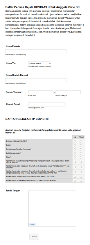 Daftar Periksa Gejala Covid 19