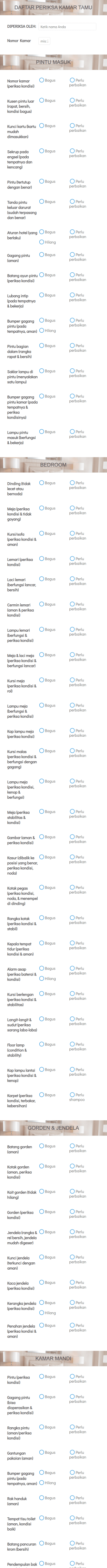 Daftar Periksa Kamar Tamu