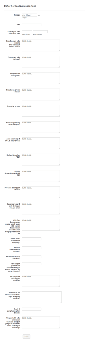 Daftar Periksa Kunjungan Toko