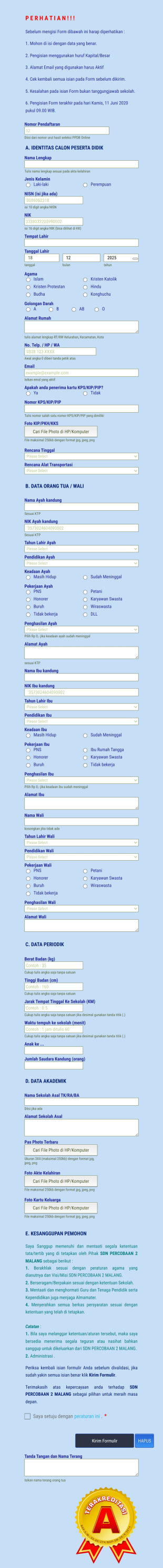 Daftar Ulang Ppdb Sdn Percobaan