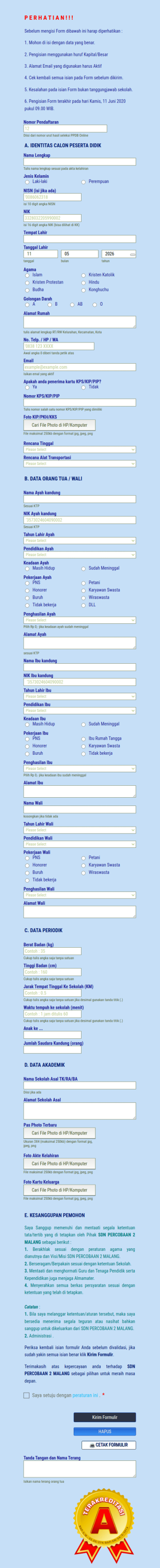 Daftar Ulang Ppdb Sdn Percobaan