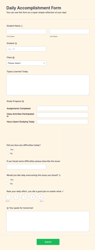 Daily Accomplishment Form Template
