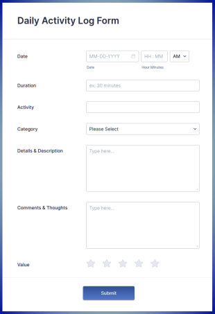 Daily Activity Log Form Template