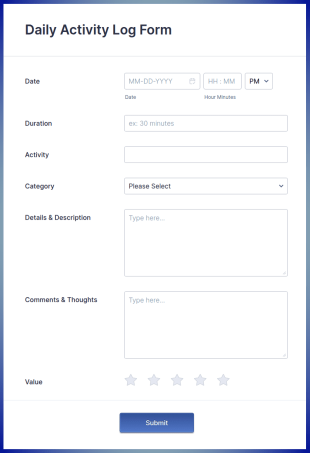 Daily Activity Log Form Template