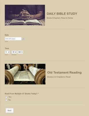 Daily Bible Study Notes Form Template