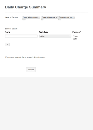 Daily Charge Summary Form Template