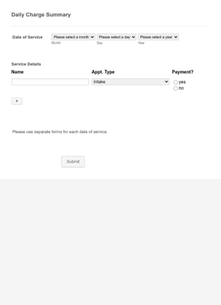 Daily Charge Summary Form Template