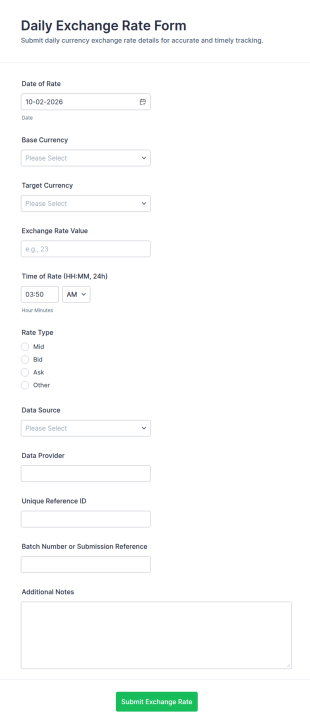 Daily Exchange Rate Form Template