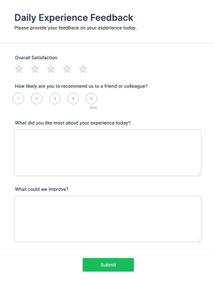 Daily Experience Feedback Form Template