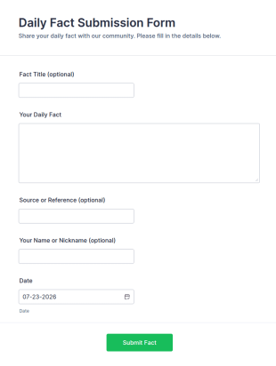 Daily Fact Submission Form Template