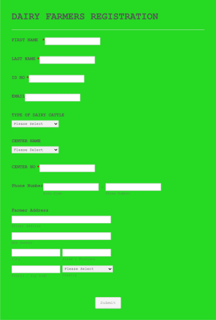 Daily Farmers Registration Form Template